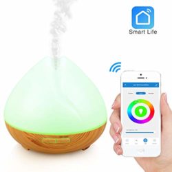 Wi-Fi-Befeuchter essentiellen Öl-Diffusor 400ml-Amazon Alexa Echo, Google Home-Mist verstellbar, zeitliche Einstellung, LED-Nachtlicht