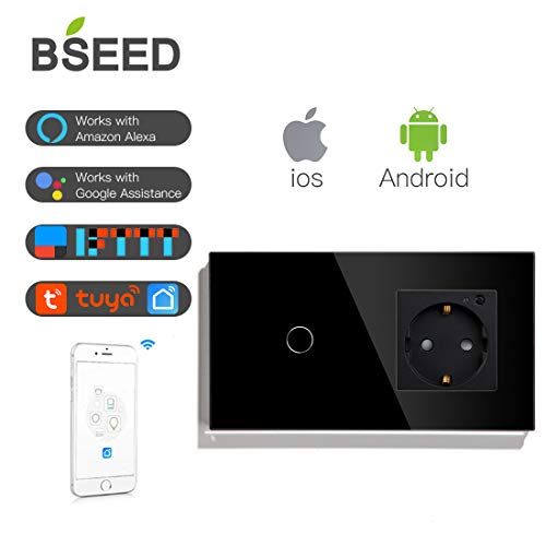 BSEED WIFI 1/2/3 Fach Touch Lichtschalter Wlan Smart Wandsteckdosen Tuya Neu 