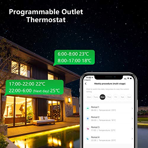 NASHONE Programmierbarer Smart WLAN Thermostat Steckdose mit Fühler,  Digital WiFi Temperaturregler Steckdose 230V mit App. Kompatibel mit Alexa  und Google Assistent, 15Amp - Homesuits